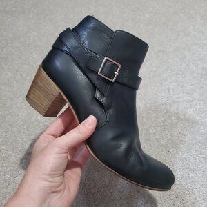 Paul Smith Black Ankle Boots with Brown Heel - Size 8.5